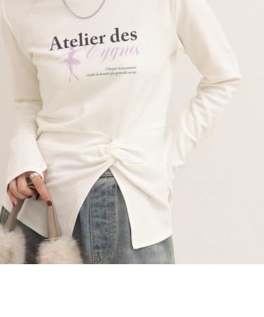 ツイストデザインballetロンTシャツ