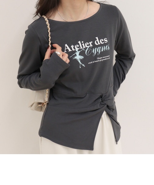 ツイストデザインballetロンTシャツ