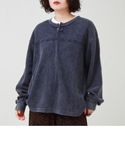 【ヴィンテージライク】硫化染めワッフル ヘンリーネックロングスリーブTシャツ