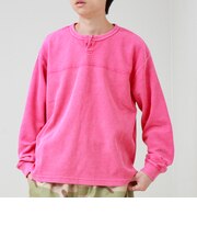 【ヴィンテージライク】硫化染めワッフル ヘンリーネックロングスリーブTシャツ