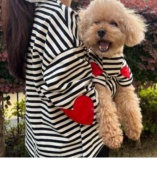 【FR PETS】ボーダーハートパッチプルオーバー
