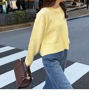 ハートタックスリーブニットプルオーバー