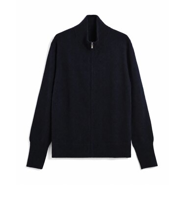 【TAION】100% CASHMERE FULL-ZIP HIGH-NECK SWEATER