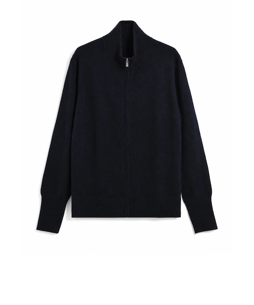 【TAION】100% CASHMERE FULL-ZIP HIGH-NECK SWEATER