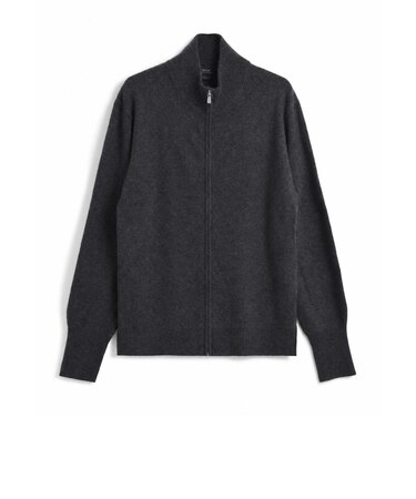 【TAION】100% CASHMERE FULL-ZIP HIGH-NECK SWEATER
