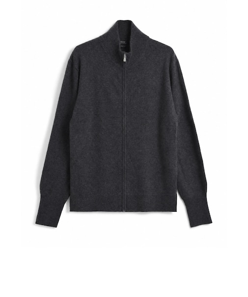 【TAION】100% CASHMERE FULL-ZIP HIGH-NECK SWEATER