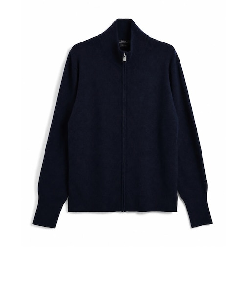 【TAION】100% CASHMERE FULL-ZIP HIGH-NECK SWEATER