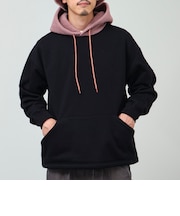【遊び心あるバイカラー】2-TONE HOODIE ボアフード裏起毛スウェットパーカー