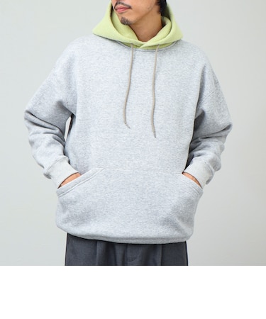 【遊び心あるバイカラー】2-TONE HOODIE ボアフード裏起毛スウェットパーカー