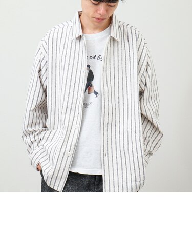 【クラシックな温もりと佇まい】ネルストライプ CPOシャツジャケット