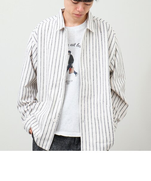 【クラシックな温もりと佇まい】ネルストライプ CPOシャツジャケット