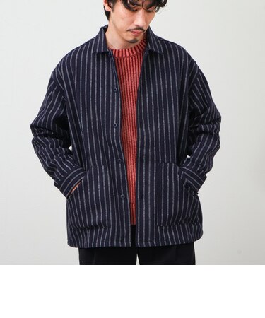 【クラシックな温もりと佇まい】ネルストライプ CPOシャツジャケット