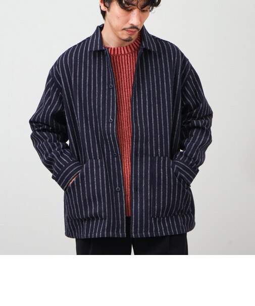 【クラシックな温もりと佇まい】ネルストライプ CPOシャツジャケット