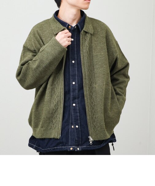 【クラシカルと現代風の融合】ジップアップ ケーブルニットブルゾン