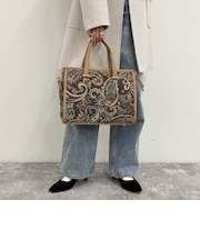 ジャガードショルダー付ボストンバッグ