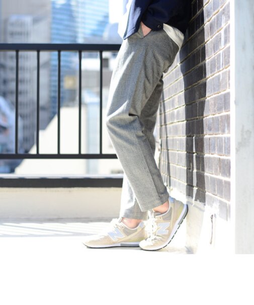 コットンストレッチチェックイージーアンクルパンツ