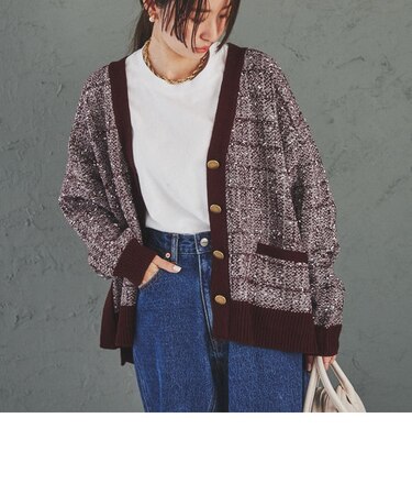 ツイードライクニットカーディガン（セットアップ対応）