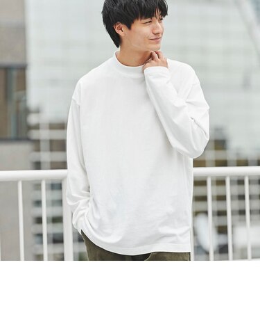 天竺モックネックロングスリーブTシャツ