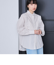 ソフトタッチブロード縦フリルブラウス