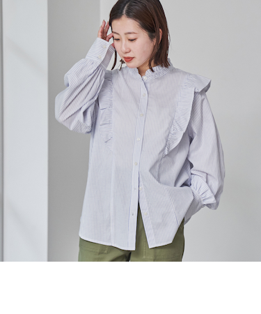 ソフトタッチブロード縦フリルブラウス