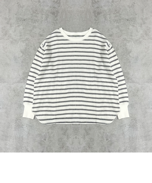 ピアノボーダーラウンドヘムカットソー