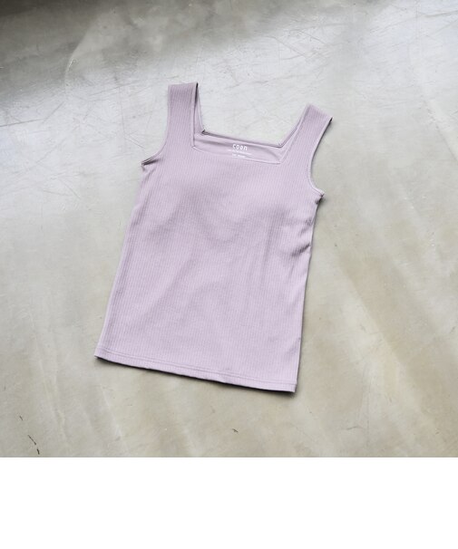 カップ付きテレコスクエアタンクトップ