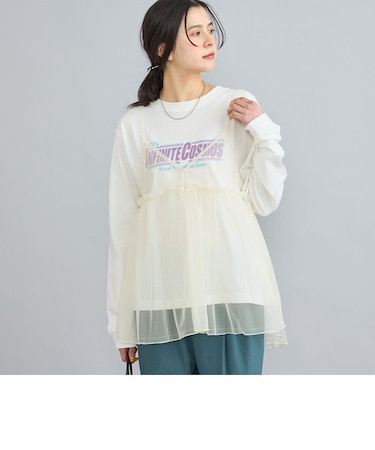 チュールキャミ付きロックTシャツ