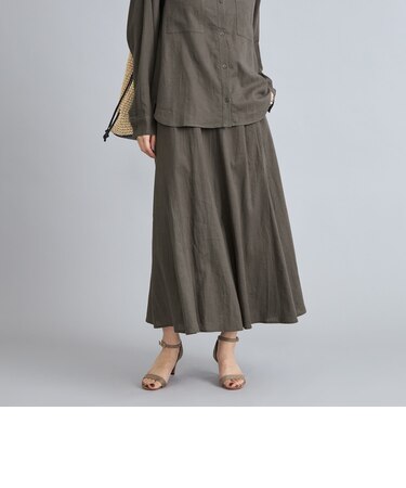 接触冷感リネンレーヨンフレアスカート