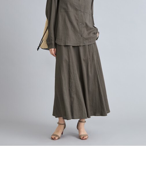 接触冷感リネンレーヨンフレアスカート