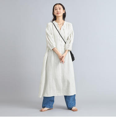 接触冷感リネンレーヨンスキッパーシャツワンピース