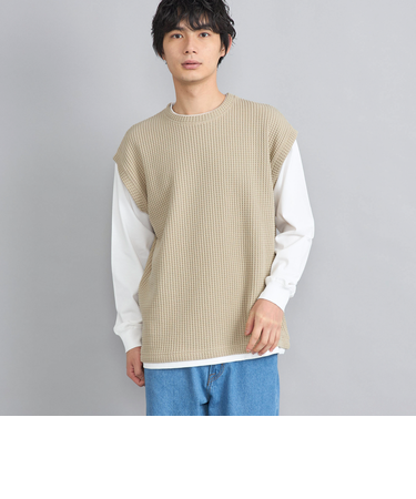 フェイクレイヤードワッフルロングスリーブTシャツ