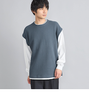 フェイクレイヤードワッフルロングスリーブTシャツ