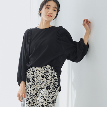 ハイツイストボイルコットンボリュームスリーブブラウス