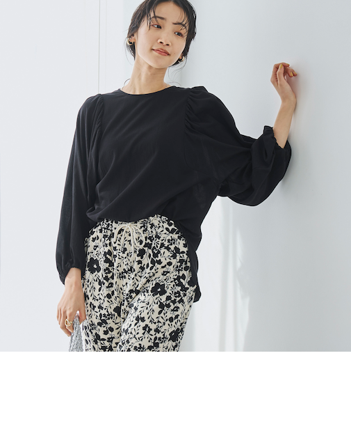 ハイツイストボイルコットンボリュームスリーブブラウス