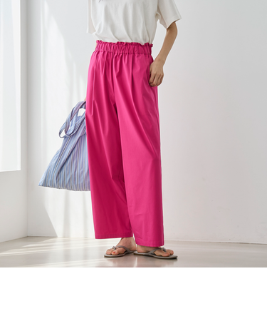 ライトコットンストレッチワイドパンツ