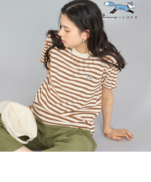 PHEENY パイルボーダーT / ナチュラル PHEENY/PILE BORDER S/S(IVORY)