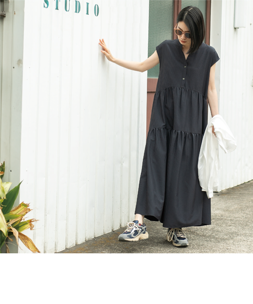 【WEB限定】シアサッカーティアードワンピース