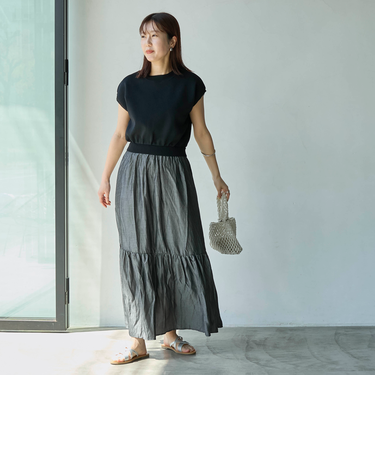 【WEB限定】ニットドッキングティアードワンピース