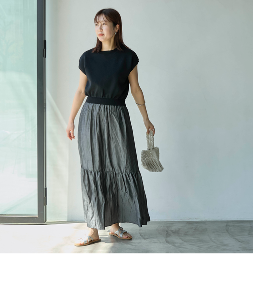 【WEB限定】ニットドッキングティアードワンピース