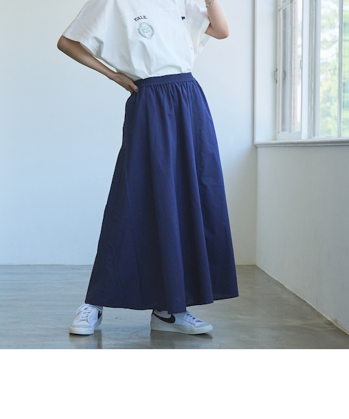 コットンリネンフレアスカート