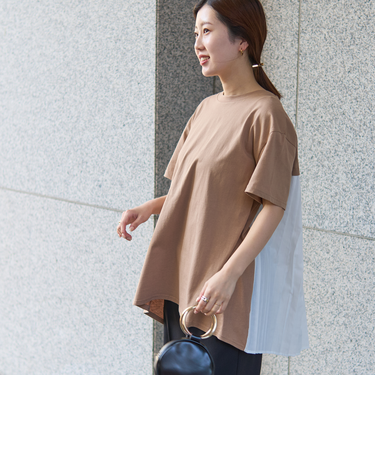 【WEB限定】フハクドッキングバックプリーツTシャツ