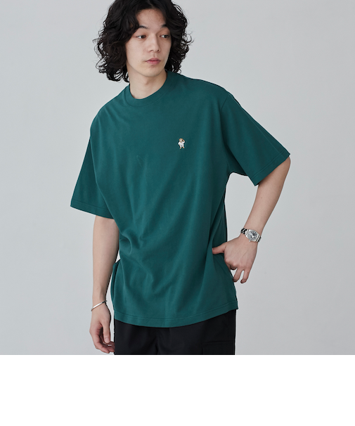 スポーツベア刺繍クルーネックTシャツ