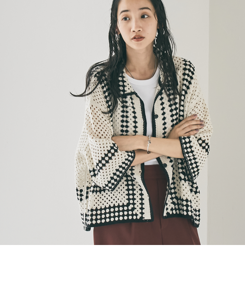 クロシェ編みポロカーディガン｜コーエンの通販｜&mall（アンドモール