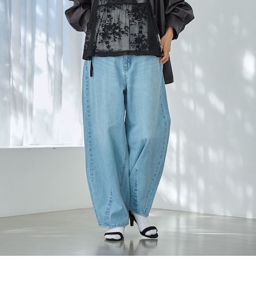 【トレンド＆体型カバー両立/全骨格OK】カーブデニムパンツ