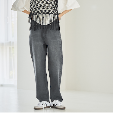 デニムストレートパンツ