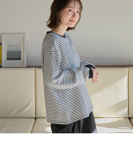 【WEB限定】USAコットンレトロボーダーTシャツ