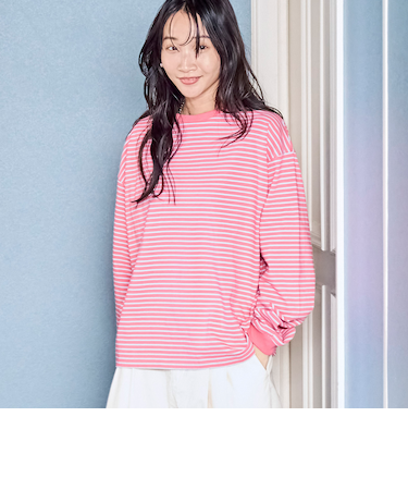 【WEB限定】USAコットンレトロボーダーTシャツ