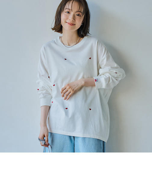 SunnySports別注ハートチビ刺繍ロングスリーブTシャツ