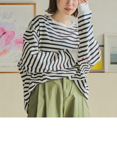 SunnySports別注ハートチビ刺繍ロングスリーブTシャツ