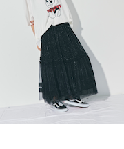 タックティアードラメチュールスカート